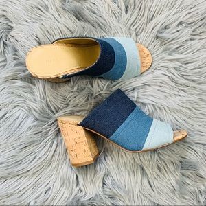 MARC FISHER |color block chambray mules|